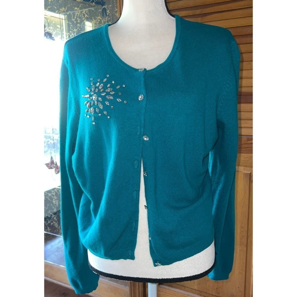 Mods International Green Crystal Sweater — XL